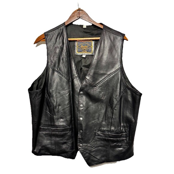 Sintex Leather New York Men’s Black Genuine Leather Vest Size XL Snap Front - Picture 1 of 4
